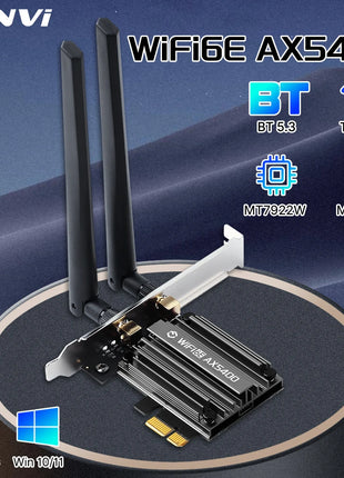 FENVI MT7922 5374Mbps WiFi 6E Adattatore BT 5.2 Tri Band 2.4G/5G/6Ghz Adattatore PCIE Wireless 802.11AX Scheda di Rete Per PC Win 10/11 - Riparo82