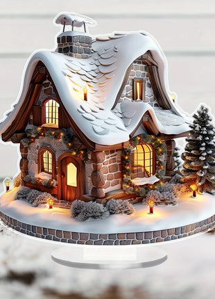 8 pollici 2D colorato casa di neve di Natale decorazione da tavolo in acrilico villaggio di famiglia statua in miniatura regalo a tema casa delle vacanze