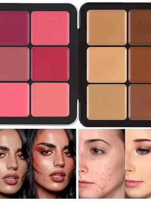 12-color concealer and blush palette Matte and highlight contour makeup rouge palette