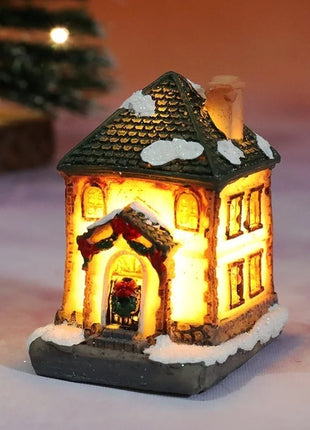 Natale Nuove decorazioni natalizie Piccola casa in resina Micro paesaggio Casa in resina Piccoli ornamenti Regali di Natale