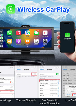 10/11.26 Inch 4K DVR Wireless CarPlay & Android Auto Dash Cam Bluetooth Audio GPS Navigation Dashboard Dual Lens Video Recorder - Riparo82
