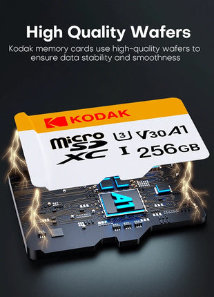 KODAK Micro SD TFcard 256GB 64GB 32GB Scheda di memoria 128GB Classe 10 Scheda SD Microsd 100MB/S UHS-I Scheda A1 per telefono/PC