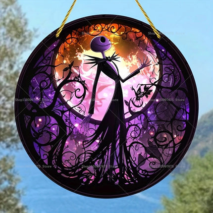 The Nightmare Before Christmas Jack Skellington Sun Catcher 2D Flat Acrylic Hanging Sign for Halloween Home Garden Wall Decor