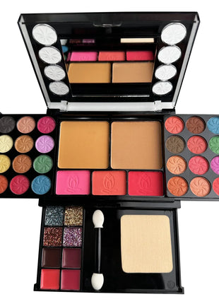 37 Colors Makeup Palette Kit Mini Travel Size Eyeshadow Blush Pressed Powder Lipstick Set Korean Cosmetics Women Waterproof - Riparo82