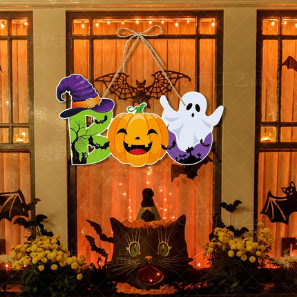 Halloween Party Decors Pumpkin Ghost Bat Door Hanging Pendents Happy Festival  Decorations for Home