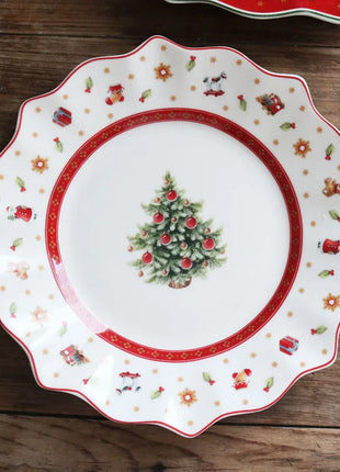 Tesoro tedesco Porcellana dura Giocattolo natalizio Joy Piatto piano multi-angolo Tazza di Natale Piattino Ciotola Candeliere - riparo82