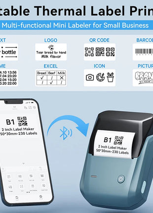 Mini Label Thermal Printer Niimbot B1 Portable Self-Adhesive Printer For Stickers Round Labels Rolls UV Tag Bluetooth Printer - Riparo82
