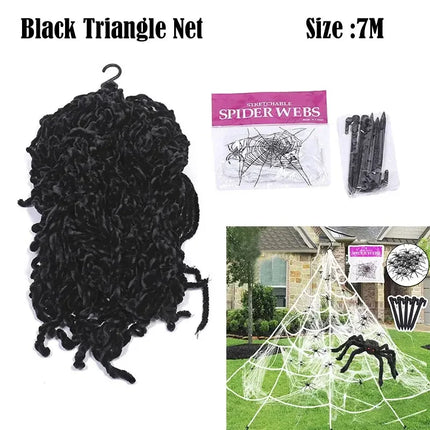 New Halloween Decorations Giant 30-200cm Spider Stretch Cobwebs Nets Horror Halloween Outdoor Wall Decorations Party Props