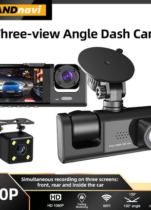 Dash Cam for Cars WIFI APP Car DVR 3 Channel Front Camera Video Recorder Rear View Camera for Vehicle Black Box Car Assecories - Riparo82