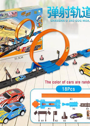 Stunt Speed Doppia competizione Ruote per auto Modello Pista da corsa Kit ferroviari assemblati fai-da-te Veicolo catapulta Ragazzo Giocattoli per bambini Regalo - riparo82