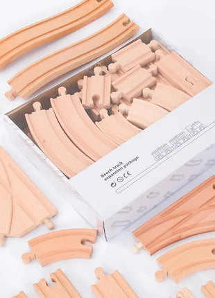 Set di binari ferroviari in legno Pacchetto di espansione Blocchi di costruzione fai-da-te Accessori Tracce adatte per binari in legno Giocattoli educativi per bambini