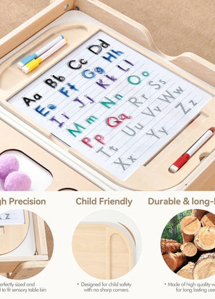 Tavolo sensoriale ottico in legno per bambini Montessori utilizzato per giochi da tavolo sensoriali Regalo di giocattoli per l'ortografia di numeri e lettere - riparo82