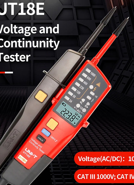 UNI-T Voltage And Continuity Tester UT18E 12V-1000V Digital Voltmeter Phase Sequence Detector Volt Probe Electrician Tool