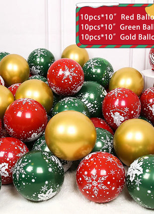 30 pezzi di palloncini natalizi in lattice da 10 pollici palloncini coriandoli rossi verdi dorati per la decorazione della festa di Natale Capodanno 2026 - riparo82