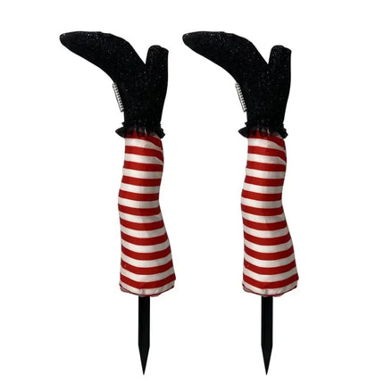 2pcs Halloween Evil Witch Legs Prosthetic Ornament Outdoor Yard Garden Patio Lawn Stake Halloween Party Decoration Props