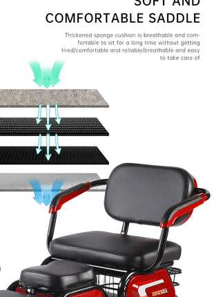 48V 600W Cheapest Long-endurance 3 Passengers  Mobility Electric Vehicle for Elderly Electric Tricycle Scooter Mobility Bike