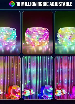 USB 5V Smart RGB-IC Fata Stringa di luci Luci di Natale Decorazioni Lampada Ghirlanda WS2812 APP Bluetooth e telecomando indirizzabile