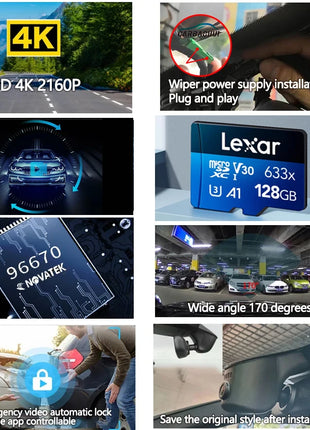Dash Cam for Audi A1 A3 A4 A5 A6 A7 A8 Q2 Q3 Q5 Q7 Q8 TT RS S 2016 to 2025,4K Dashcam Wifi Dash Camera for Audi,Dvr in the Car - Riparo82