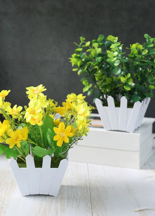 Artificial Plants Potted Green Bonsai Small Tree Grass Plant Pot Ornament Fake Flower for Home Garden Decor Wedding Party Decor