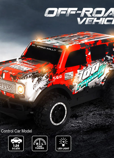 Auto telecomandata Jeep fuoristrada illuminata a LED Piccola proporzione Macchinina giocattolo per bambini non carica