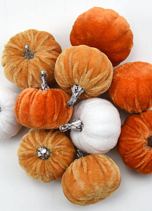 10pcs Velvet Artificial Pumpkin Decor Desktop Pumpkin Ornament Autumn Fall Thanksgiving Harvest Festival Halloween Decoration - Riparo82