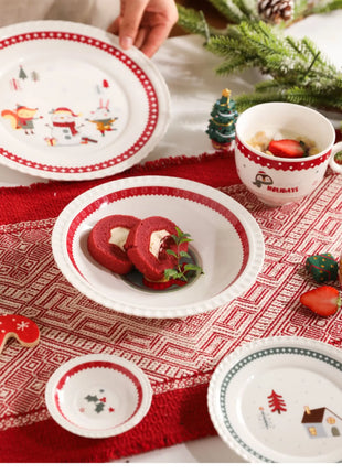 Posate natalizie Simpatico piatto Dim Sum in ceramica Piatto alimentare occidentale Regalo di Natale creativo - riparo82