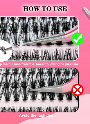 10D/20D/30D Fake Eyelashes Extensions Kit Lash Bond and Seal False Eyelashes Makeup Set DIY Long Lashes Clusters Make up Tool - Riparo82