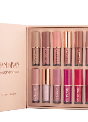 HANDAIYAN 12-Color Velvet Matte Lip Gloss Set - Liquid Lipstick Gift Box Set, Non-Sticky Lip Gloss - Riparo82