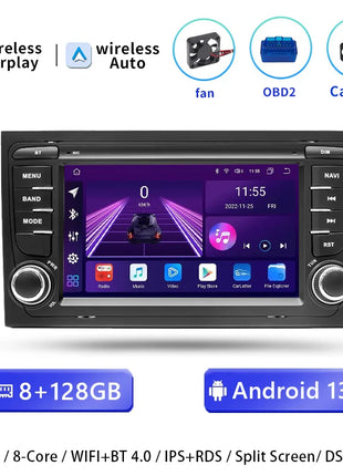 Android 14 AutoRadio For Audi A4 B6 B7 S4 B7 B6 RS4 Seat Exeo 2002-2008 RS4 B7 Radio 2008-2012 Stereo GPS Carplay Car Multimedia - Riparo82