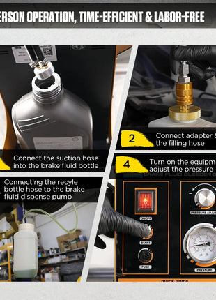 AUTOOL AST605 Automotive Brake Bleeder Kit Brake Oil Fluid Extractor Pump Exchanger Machine 0.7-0.25 Bar Vacuum Bleeding  Tool - Riparo82