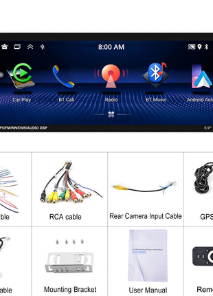 Podofo IPS 6.86''1Din Wireless Carplay Android Auto Car Radio Multimedia Video MP5 Player TouchScreen Universal Autoradio Stereo - Riparo82