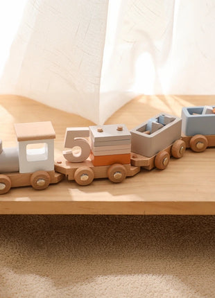 Giocattoli Montessori treno in legno per giocattolo di compleanno per bambini con numeri e blocchi gioco Toddler Boys And Girls1 2 3 4 5 giocattolo per l'apprendimento del bambino - riparo82