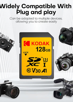 KODAK microsd 256gb Scheda SD Ad Alta velocità C10 U3 32GB 64GB 128GB carte Scheda di Memoria sd USH-1 SDXC Flash chiavetta USB sdcards Per La Macchina Fotografica