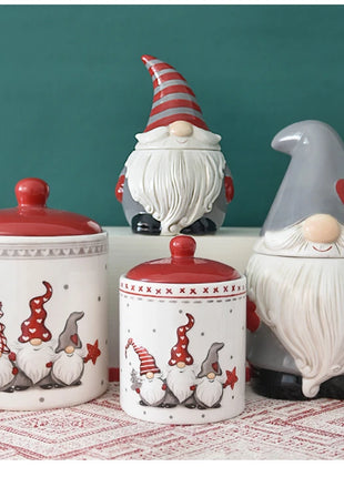 Set di posate in ceramica di babbo natale creativo nordico piatto per la cena in ceramica piatto per snack tazza per teiera per la casa barattolo sigillato regalo di natale - riparo82