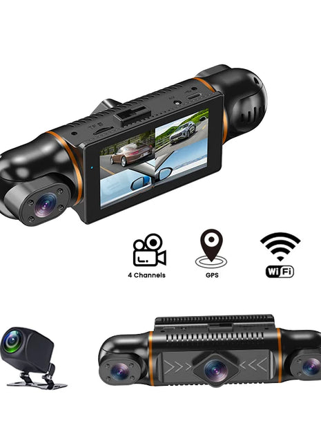 Car Dash Cam 4 Channel Black Box With GPS WIFI FHD 1080P Front Driving Camera Left Right Rear Night Vision 24H Parking Monitor - Riparo82
