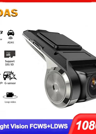 Car Dash Cam USB HD 1080P Wide Angle Car Camera Recorder Front ADAS Dashcam Android DVR Auto Recorder Night Version - Riparo82