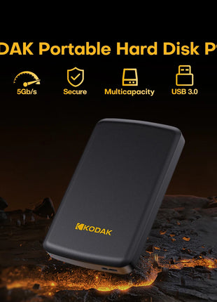 KODAK HDD Disco rigido esterno portatile da 2,5" 500 GB/1 TB USB 3.0 Archiviazione da gioco da 5 Gbps compatibile per PC, Mac, PS4, desktop, MacBook