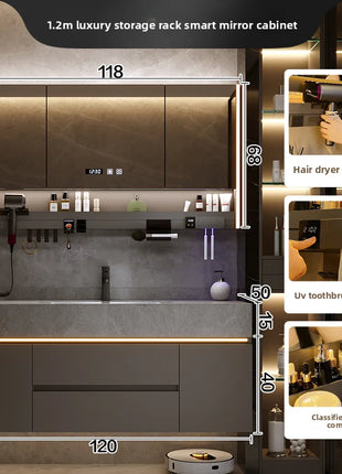 Lavabo integrato Rock Plate, lavabo da bagno, lavabo, combinazione di mobili da bagno, dimensioni multiple disponibili