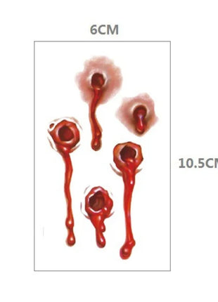 10pcs Halloween Bloody Wound Tattoo Stickers Trick Scary Waterproof Temporary Tattoo DIY Fake Tattoo Halloween Party Decoration - Riparo82