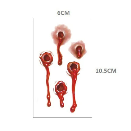 10pcs Halloween Bloody Wound Tattoo Stickers Trick Scary Waterproof Temporary Tattoo DIY Fake Tattoo Halloween Party Decoration