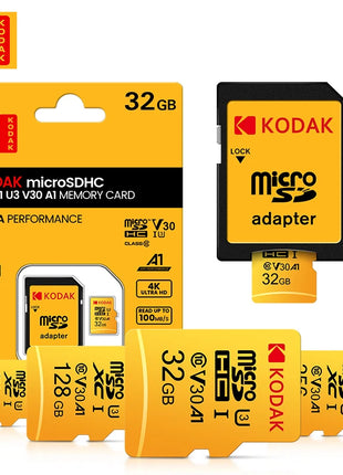 Scheda Micro SD KODAK Scheda di memoria ROSSA con Adapte 32 GB MicroSDHC 64 GB MicroSDXC MicroSD C10 A1 TF Schede Flash Cartao De Memoria