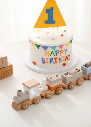 Giocattoli Montessori treno in legno per giocattolo di compleanno per bambini con numeri e blocchi gioco Toddler Boys And Girls1 2 3 4 5 giocattolo per l'apprendimento del bambino - riparo82