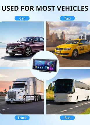 11.26 inch IPS Touch Screen Multimedia Video Player Portable 4K DVR Wireless CarPlay/Android Auto Dual Lens Driving Recorder - Riparo82