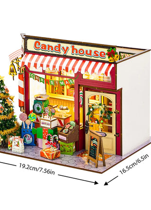 Fai da te in legno caldo Natale Lodge Casa Case delle bambole Kit modello in miniatura Casa delle bambole con mobili Luci a LED per regali di amici
