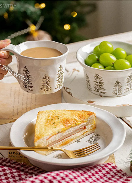 1PC squisito stoviglie natalizie piatti in ceramica piatti per insalata di frutta colazione tazze per il latte cucina domestica ciotole per noodle in ceramica - riparo82