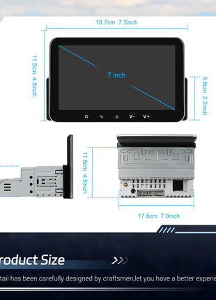 Podofo 7 '' 1Din Android Car Stereo Radio 4core Carplay Android Auto Bluetooth FM EQ USB WIFI GPS Navigation Autoradio Player - Riparo82