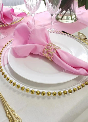 Piatti acrilici in cristallo con bordo in rilievo dorato | Stoviglie eleganti e lucide per feste di matrimonio di Natale, feste di festa, feste di compleanno - riparo82