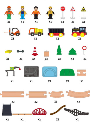 Set di binari ferroviari in legno Treno elettrico Modello magnetico per auto Slot pressofuso Adatto a tutte le marche Biro Pista in legno Assemblare Toy Boy Gift - riparo82