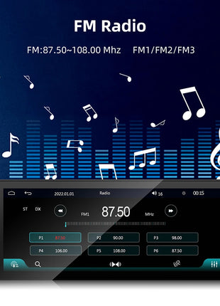 IPS 6.9 Inch 1Din Wired Carplay Android Auto Car Radio Multimedia Video MP5 Player Touch Screen Universal Autoradio Stereo - Riparo82