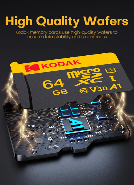 Scheda Micro Sd KODAK con lettore di schede Scheda di memoria Microsd ad alta velocità da 128 GB 256 GB Scheda TF video HD per droni DJI Pocket Cams